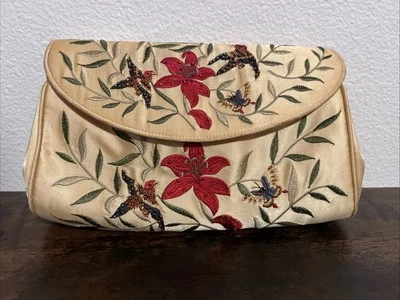 Valerie Stevens Clutch Purse Embroidered Yellow Floral - Изображение 1 из 4