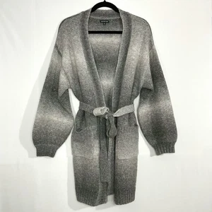 WHO WHAT WEAR Cárdigan de Lana Suéter con Cinturón con Bolsillos GRIS Ombre MEDIANO - Imagen 1 de 11