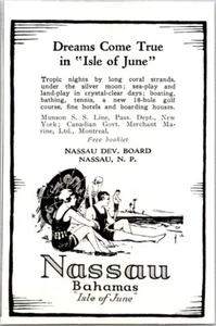 DRUCKANZEIGE 1926 Nassau Bahamas Insel Juni Sonnenschirm Badeanzüge KLEIN 3 x 4 - Bild 1 von 3