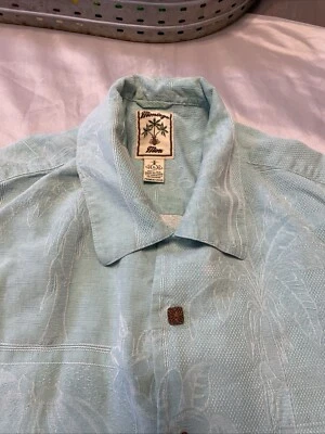 Montego Mon Shirt Mens  XXL Tropical Silk Green Button Down Pocket Short Sleeve - Image 1 of 4