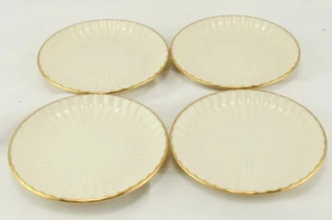 Lenox Hampton Set 4 Coasters Fluted Gold Trim 4 1/8" - Picture 1 of 4