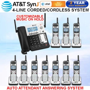 AT&T SynJ SB67138 DECT 6.0 4-LINE CORDED CORDLESS PHONE SYSTEM - 10 CORDLESS - Picture 1 of 3