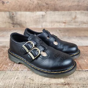 Dr Martens 8065 J Mary Jane Girls Size 1 Black Smooth Leather Hook & Loop Shoes - Picture 1 of 10