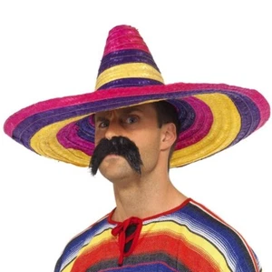 Uomo Costume Messicano Grande Sombrero Multicolore da Smiffys - Foto 1 di 3