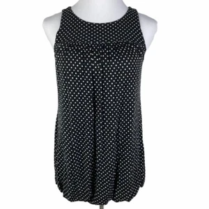Xhiliration Polka Dot Pleated Bubble Hem Blouse Women's Medium Black White - Picture 1 of 9