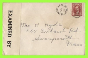 Kanada 1942 KGVI 3c auf zensierter Abdeckung, Weymouth Falls - Bild 1 von 2
