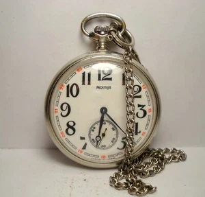 Molnija Poche Montre 1949s Ouvert Visage Hommes 15 Jewels Russie Cadeau For Men - Picture 1 of 5