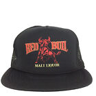 Vtg Red Bull Malt Liquor Hat Logo Mesh Foam Snap Back Trucker Baseball Dad Cap