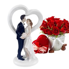 Topper torta nuziale statuine resina sposa e sposo decorazione matrimonio romantica