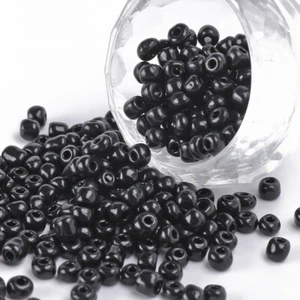 50g black 4mm seed beads, glass - for beading, sewing, crafts, jewellery making - Picture 1 of 3