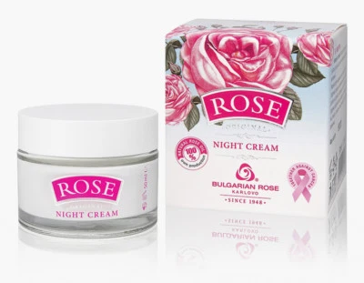 Crema facial hidratante de noche rosa con aceite de rosa búlgara, agua de rosas Foto 1 de 3