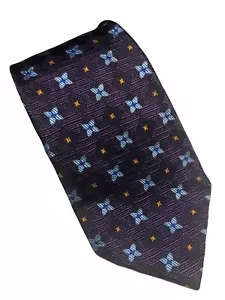 Maßgeschneiderte lila/blaue geometrische handgefertigte Herrenkrawatte aus 100 % Seide - Größe 59 Zoll L x 3,75 Zoll B - Bild 1 von 7