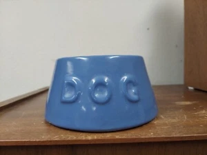 McCoy Pottery Glazed Blue Dog Bowl "DOG" Unmarked 3 1/4" Deep Vintage VGUC - Picture 1 of 6