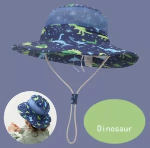 Boys and Girls Sun Hat. Drawstring Cute Casual Breathable For 3-8 Years Old - Picture 1 of 2
