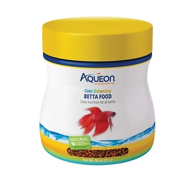 Paquete de 3 pellets de comida Betta que mejoran el color Aqueon, 0,95 onzas por recipiente Foto 1 de 4