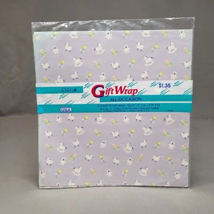 Vintage Cleo Geschenkpapier alle Anlässe Geschenkpapier 2 Blatt Baby Lamm Bär Neu aus altem Lagerbestand - Bild 1 von 7