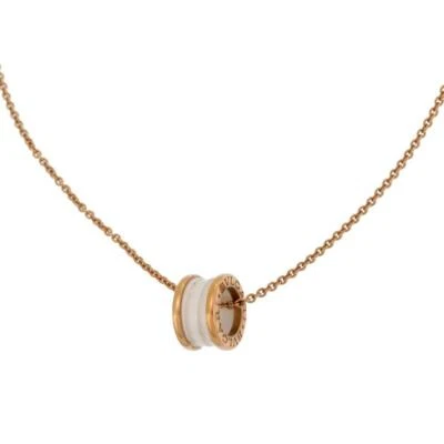Mini colgante y cadena de cerámica blanca de oro rosa de 18 quilates Bvlgari Bulgari B. Zero1 Foto 1 de 4