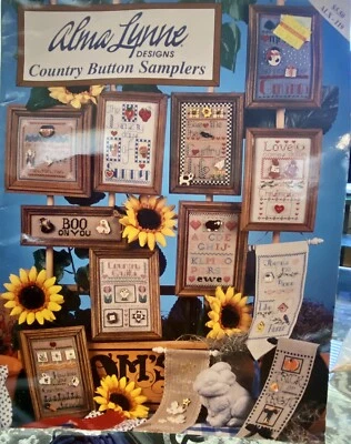 Alma Lynne Country Button Samplers Seasons Holidays Signs Cross Stitch Book Vtg - Image 1 of 2