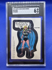 1975 TOPPS COMIC BOOK HEROES VALKYRIE STICKER SGC 6 EX-NM * SUPPORT WOMEN'S LIB! - Picture 1 of 2