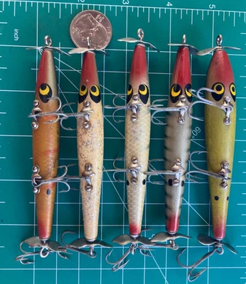 LOTE DE COLECCIÓN 5 SEÑUELOS DE PESCA MADERA TOPWATER SMITHWICK DEVILS SUPERFICIE DE CABALLO CRANKBAITS Foto 1 de 4