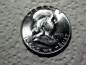 GEMA BRILLANTE SIN CIRCULAR 1955-P MEDIO DÓLAR DE PLATA FRANKLIN D9 - Imagen 1 de 2