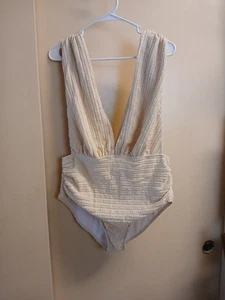 Women's Beige Polyester Elastane One Piece Bathing Suit Sz XL NWOT - Picture 1 of 3