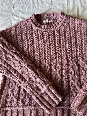 Suéter Púrpura Tejido con Cable S Lucky Brand Voluminoso Gran Tamaño Mezcla de Algodón Foto 1 de 4