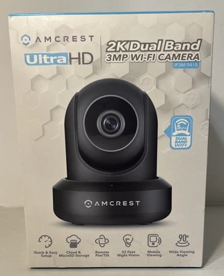 Black AmCrest UltraHD 2K 3MP WiFi Video Security Camera - Image 1 of 4