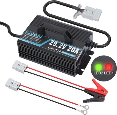 KAISAL 24V 20A Lithium Battery Charger LiFePO4 Battery Charger Fit For RV, Boat,Truck