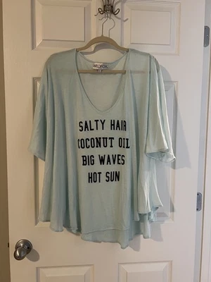 Original Wildfox Natación 'Cabello Salado' Cubre Azul Camiseta Talla Grande Túnica M Usada en Excelente Condición Foto 1 de 4