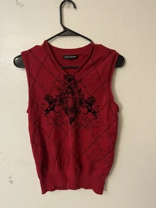 Men's Express graphic sweater vest, Small Red - Picture 1 of 5