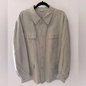 Chaqueta Camisa Vintage MORRIS 1973 Para Hombres Oliva 100% Lino Utilitaria Con Botones Talla 52 - Imagen 1 de 12