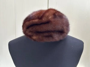Vintage Echt Pelz Nerz Kappe - Mütze dunkelbraun - rund - Vintage 60er Jahre TOP - Bild 1 von 8