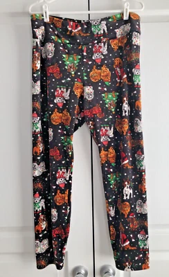 No Boundaries Juniors Christmas  Velour Leggings Dogs in Christmas Outfits Sz 19 - Image 1 of 4