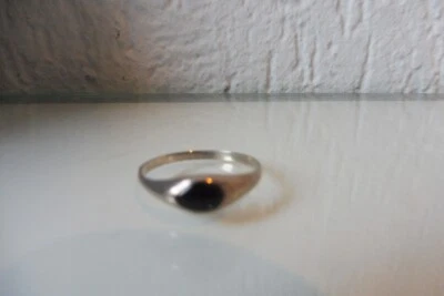 Bel Vecchio Anello In Argento, Argento 925 Con Onice Nero - Immagine 1 di 3