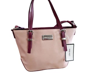 Nine West HANDBAG (New/NWT) VEGAN LEATHER Pink & Purple CONVERTIBLE Satchel - Picture 1 of 10