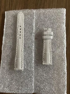 New Authentic Roger Dubuis White 14-12mm Leather Strap (M) - Picture 1 of 8