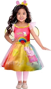 Kids Child Rainbow Peppa Pig Fancy Dress Costume - Picture 1 of 13