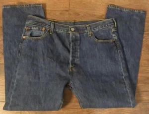 Pantalones de mezclilla para hombre Levis 501 botón mosca 36x30 azul oscuro lavado medio desgastado recto - Imagen 1 de 21