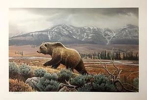 Jerry Gadamus "Yellowstone Mist Grizzly" SN LE Druck 25"x16" - Bild 1 von 2