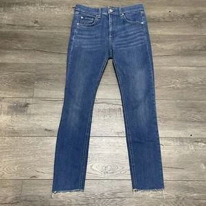 RAG & BONE Women's Blue 10 Inch Skinny Denim Jeans in Southwood Raw Hem Sz 26 - Picture 1 of 9