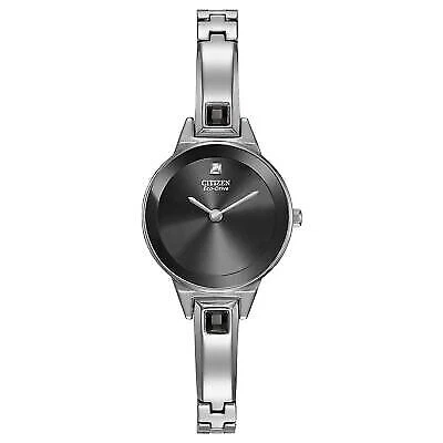 Citizen Eco-Drive Axiom relógio feminino pulseira mostrador preto EX1320-54E MSRP $250 - Imagem 1 de 3