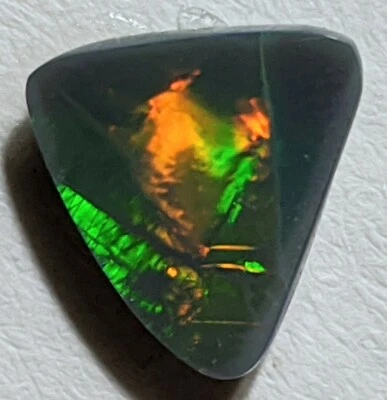 Multicolor 0.95ct Solid Black Opal Green & Orange Freeform Lightning Ridge AU! - Image 1 of 4