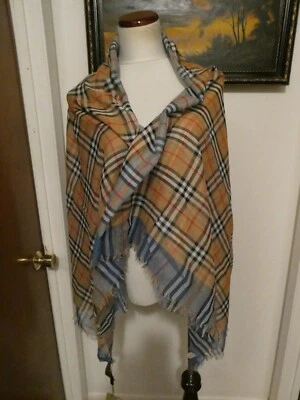 Authentic Burberry Colorblock Classic Check Scarf Azure Blue - Image 1 of 4