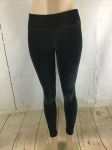 PINK Victoria’s Secret Black Velvet Soft Velour Yoga Embroidered Leggings Sz. S - Picture 1 of 15