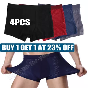 Set Men Breathable Underwear Bamboo Fiber Men's Solid Comfortable Boxer Shorts. - Picture 1 of 17