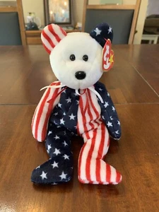 Ty 1999 SPANGLE Patriotic Beanie Baby, neu mit Etikett, 8 Zoll, Original, Erstbesitz - Bild 1 von 12