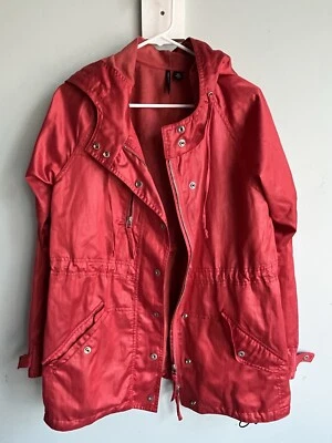 ISDA & CO Chaqueta L Abrigo ISDA & Co Rojo Brillante Con Capucha Arrugada Foto 1 de 4