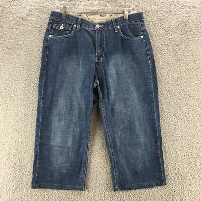 Bermudas Riders para mujer 14/32 M azul denim mezcla de algodón tiro alto cremallera mosca Foto 1 de 4