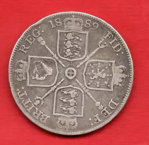 AN 1889 DOUBLE FLORIN SILVER COIN OF QUEEN VICTORIA. FOUR SHILLINGS. 36 mm. - Picture 1 of 2